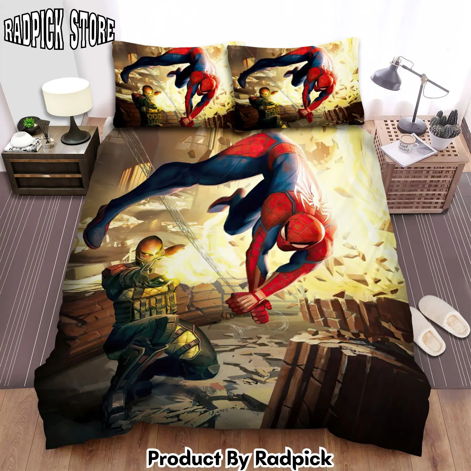 Radpick spiderman game fire duvet cover bedroom sets comfortable bedding sets rp3272089